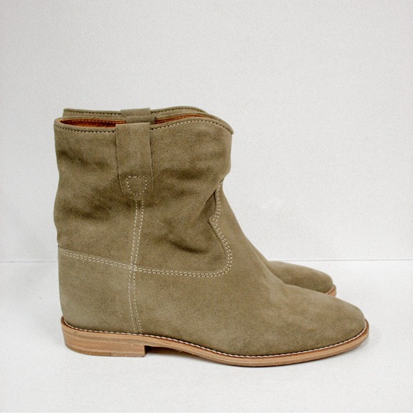 Isabel Marant Etoile Crisi Suede Ankle Boots Taupe Western Women's Size 37 - Picture 4 of 13